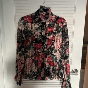ANNA SUI long sleeve floral blouse